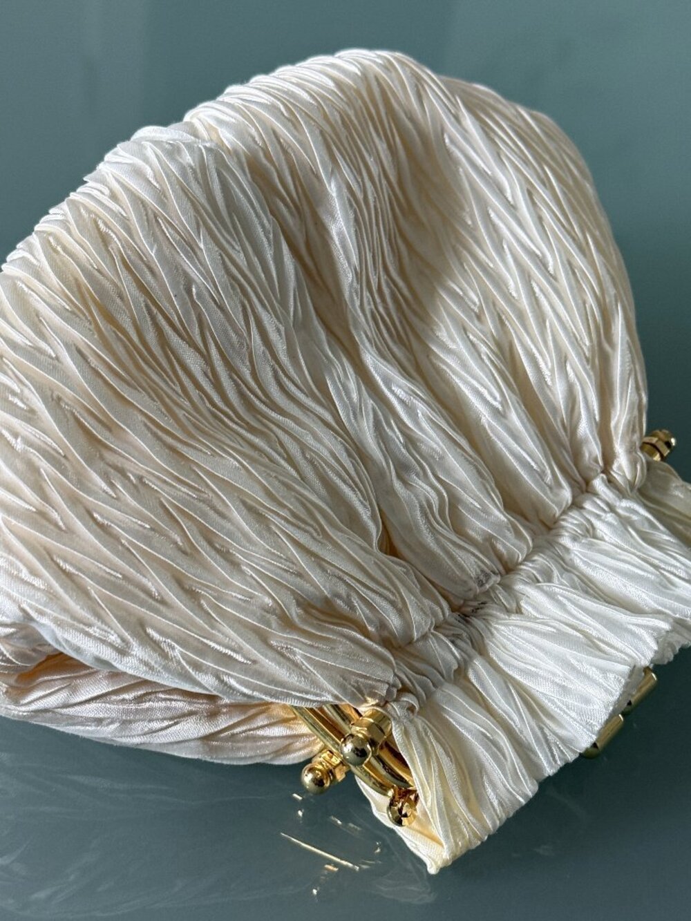 Vanessa Clatch Women's White Silk Gold Tone Metal